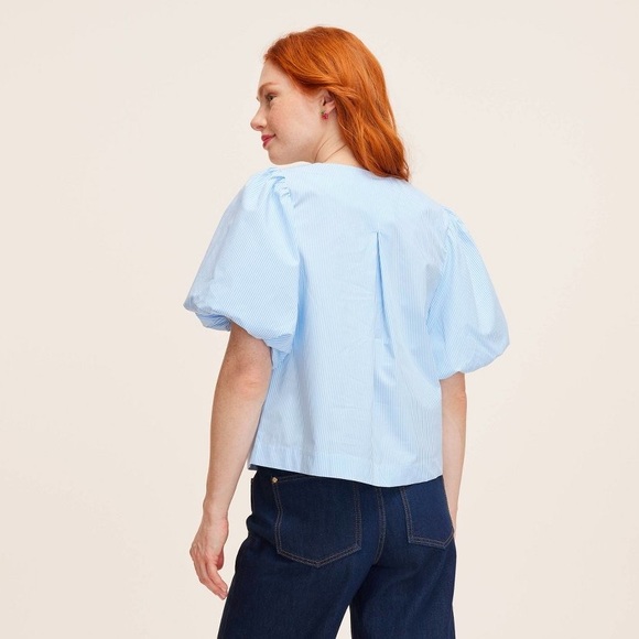 Kate Spade for Target collab! Blue white Striped Women's Top size 1XL new cotton - Picture 15 of 16